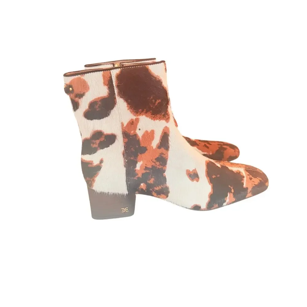 Sam Edelman PAIGE Calf Hair Cow Print Ankle Booties NIB Size 8.5
